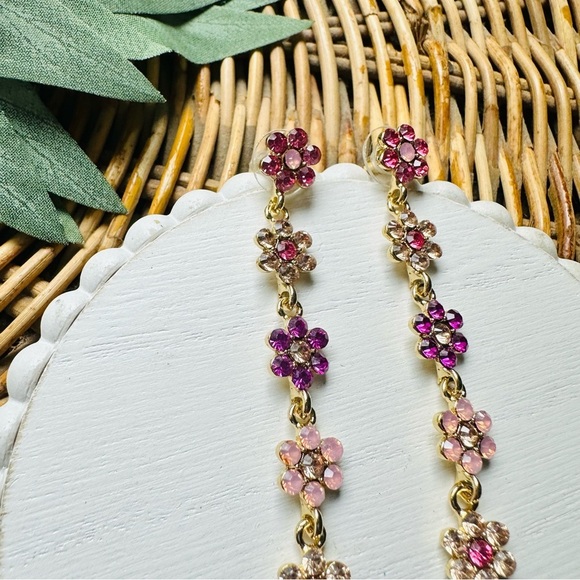 2/$30🌵 Sakura Cherry Blossom Dangle Rhinestone Earrings Kawaii Japanese Floral - Picture 5 of 9